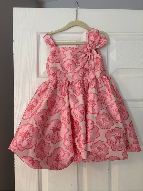 Rare Editions Other - Rare Editions Pink Floral Bow-Shoulder Party Dress